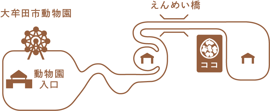 大牟田市ともだちや絵本美術館へ周辺からのアクセスマップ